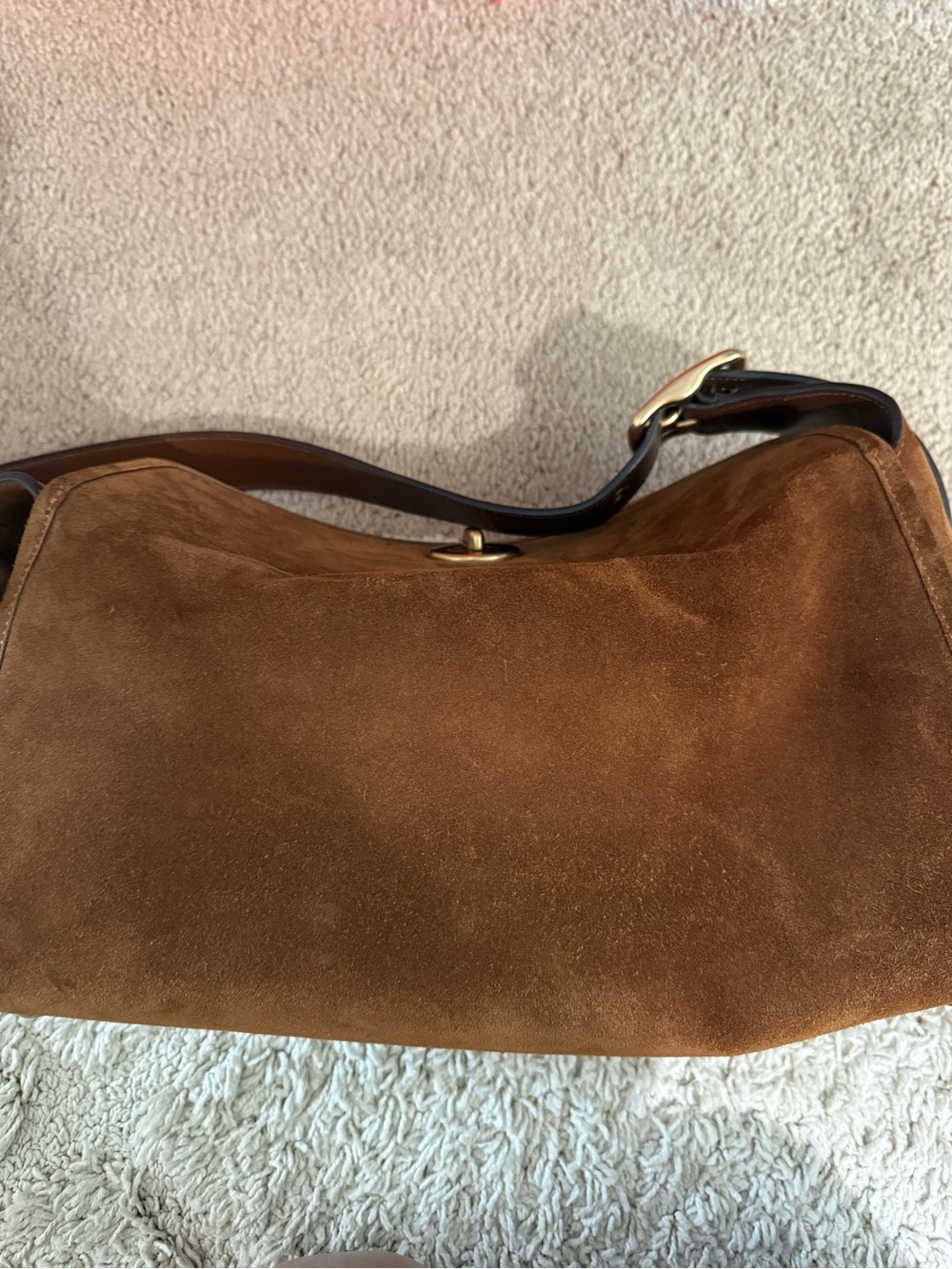 Coach Brown Suede Shoulder Bag with Front Pockets - Picture 2 of 16